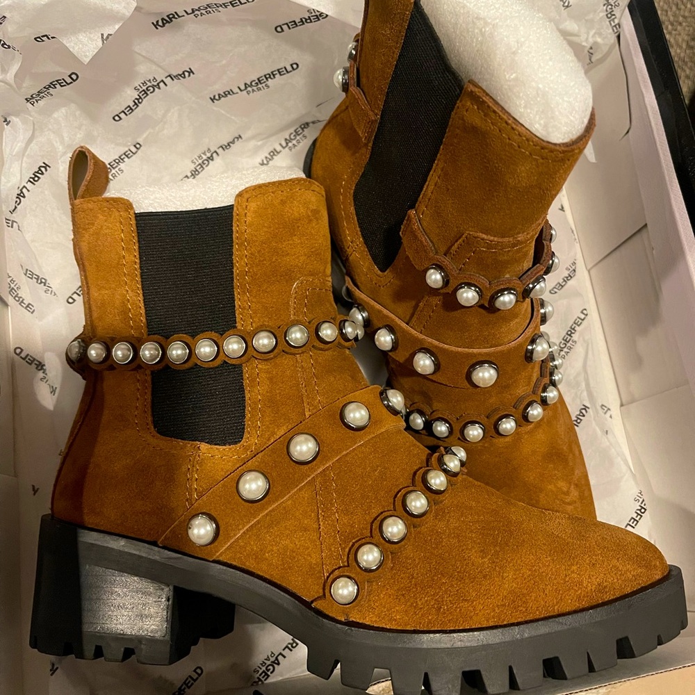 Karl Lagerfeld Paris Pia Studded Lug Sole Chelsea Boot